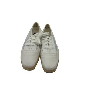 Easy Spirit Anti Gravity White Canvas Lace-Up Espadrille Square Toe Sneaker 7M